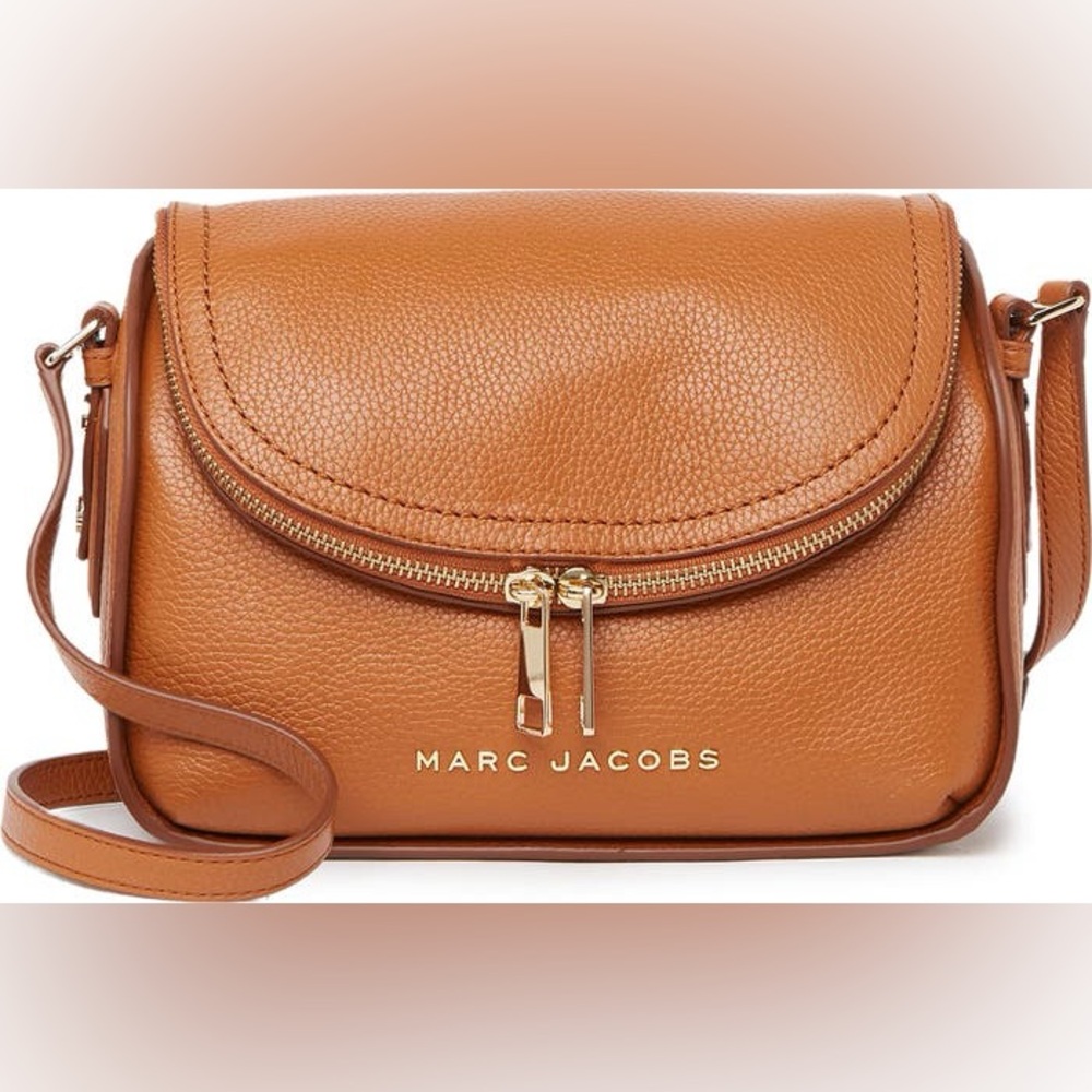 The Groove Leather Mini Messenger Crossbody Bag w Matching Wallet - Cognac